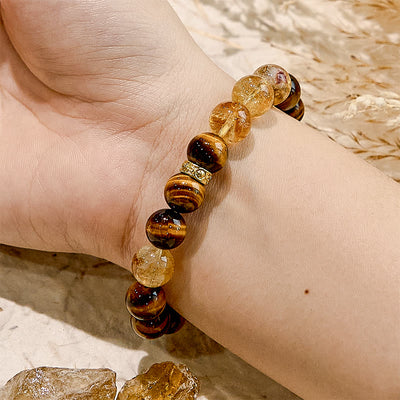 Olivenorma Maillard Style Tiger Eye Citrine Beaded Bracelet