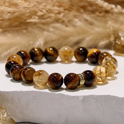 Olivenorma Maillard Style Tiger Eye Citrine Beaded Bracelet