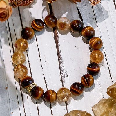 Olivenorma Maillard Style Tiger Eye Citrine Beaded Bracelet