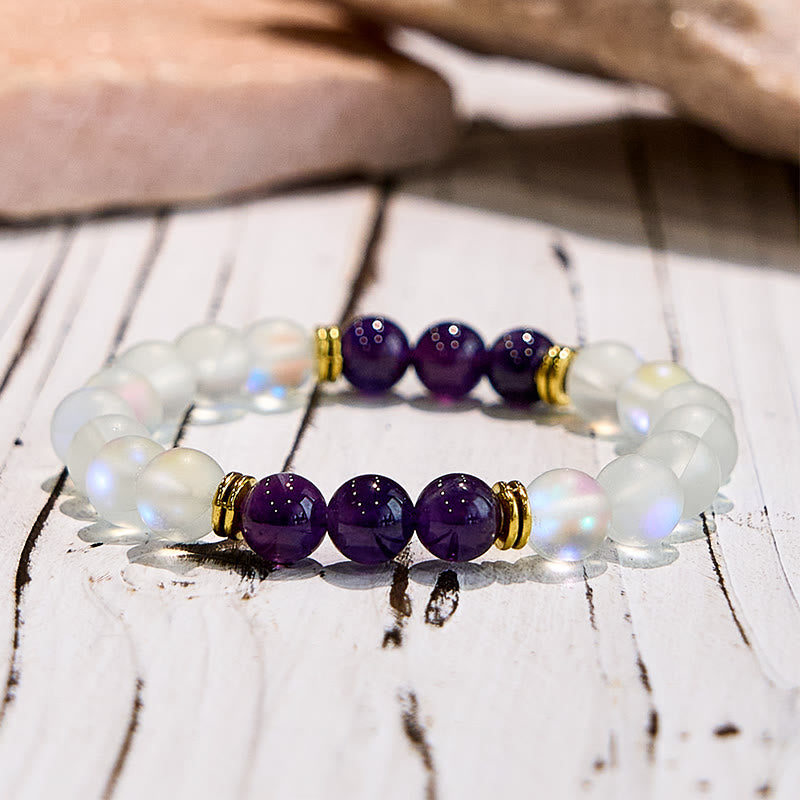 Olivenorma Frosted Glitter Angel Aura Quartz Natural Gem Bracelet