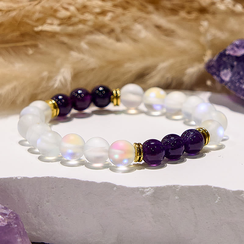 Olivenorma Frosted Glitter Angel Aura Quartz Natural Gem Bracelet