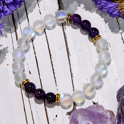 Olivenorma Frosted Glitter Angel Aura Quartz Natural Gem Bracelet