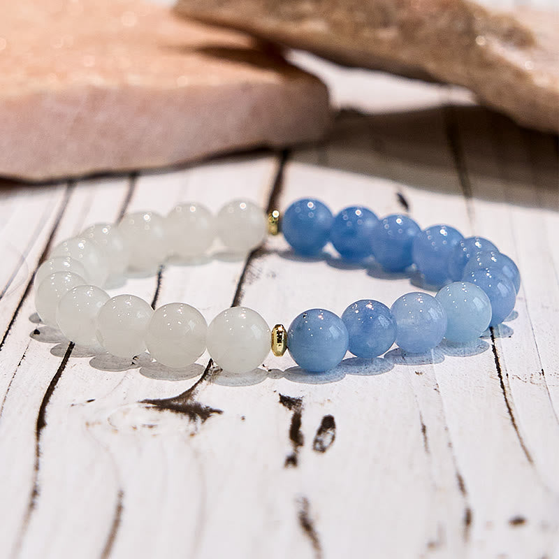 Olivenorma Natural Aquamarine White Jade Healing Bracelet