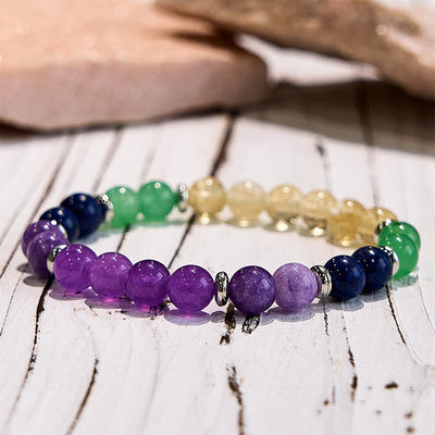 Olivenorma Amethyst Citrine Round Gemstone Beaded Bracelet