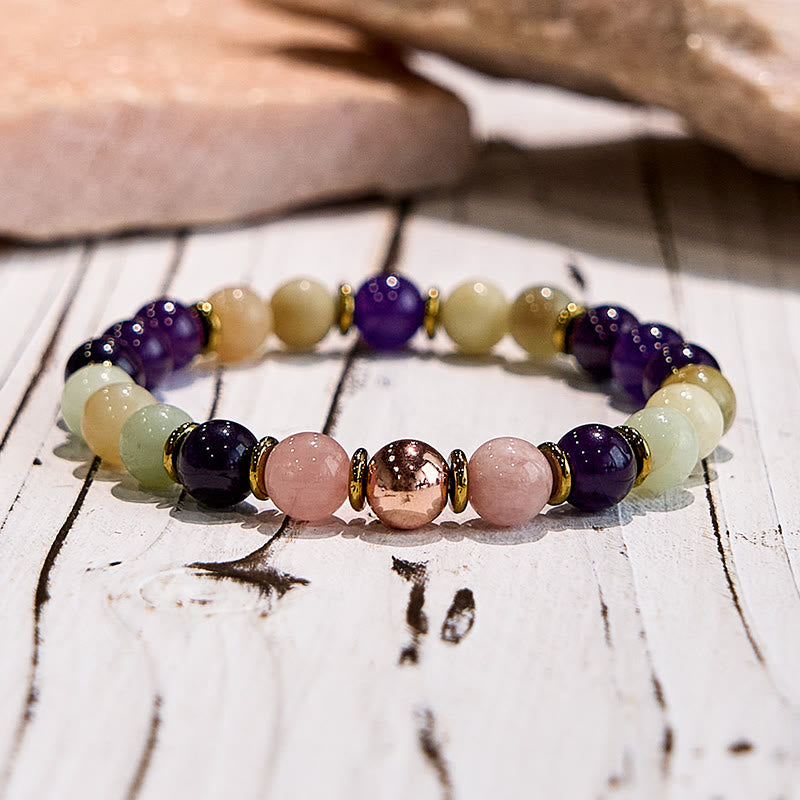 Olivenorma Natural Amethyst Amazonite Sleep Well Healing Bracelet