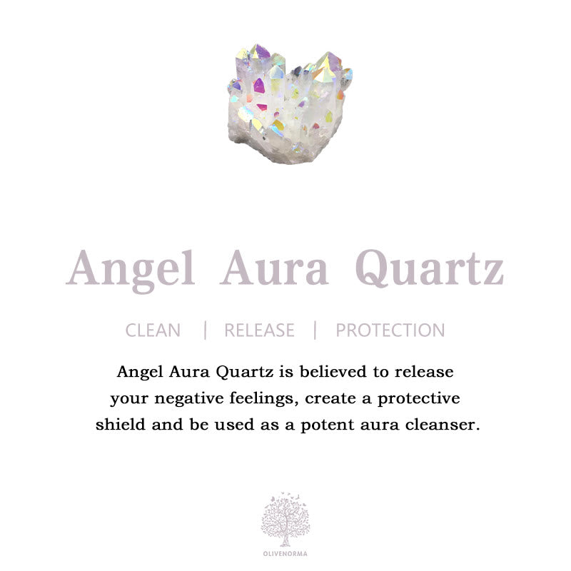 Olivenorma Frosted Glitter Angel Aura Quartz Natural Gem Bracelet