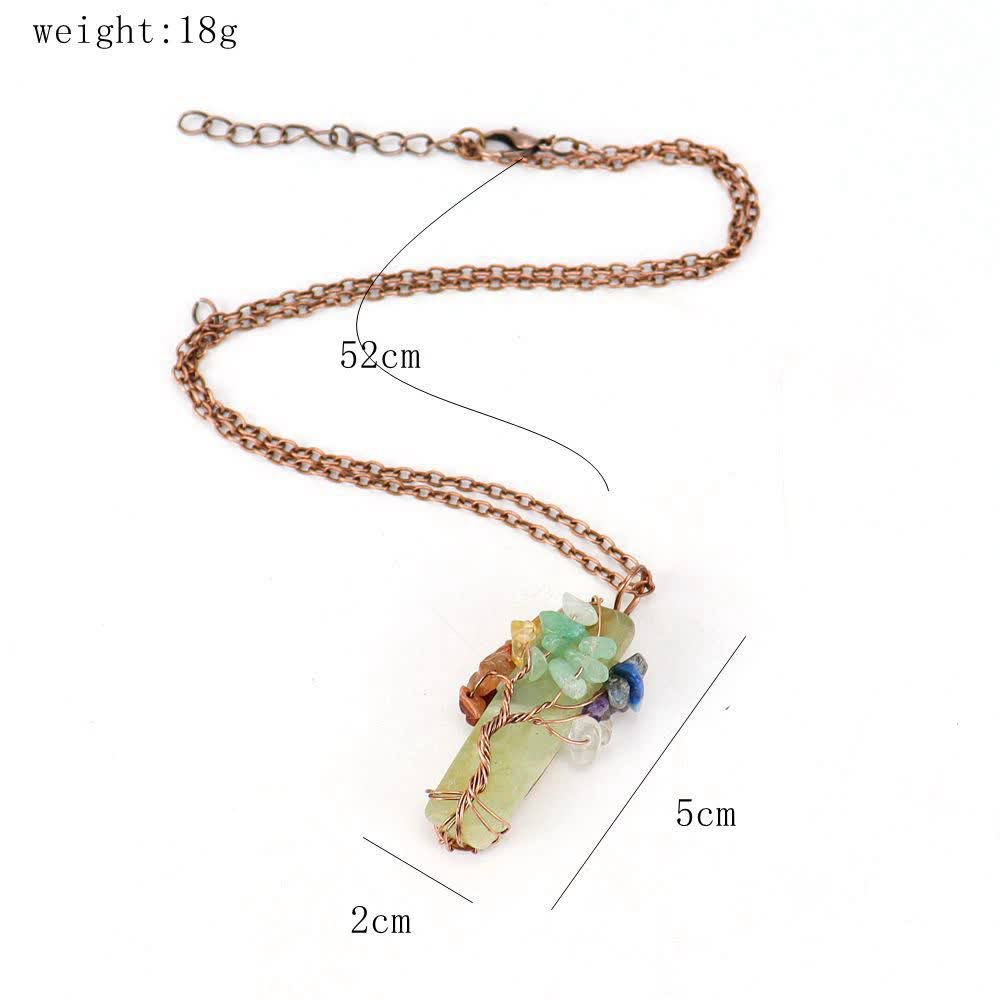 Olivenorma Rectangular Natural Stone Chakra Pendant Necklace