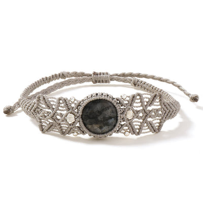 Olivenorma Natural Labradorite Crystal Braided Bracelet Necklace