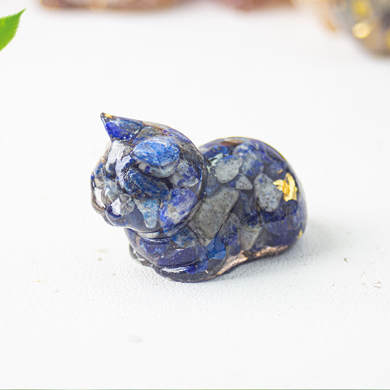 Olivenorma Natural Crystal Resin Cat Gemstone Decoration