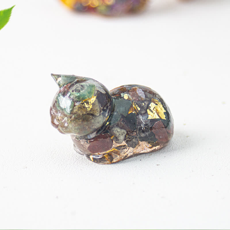 Olivenorma Natural Crystal Resin Cat Gemstone Decoration