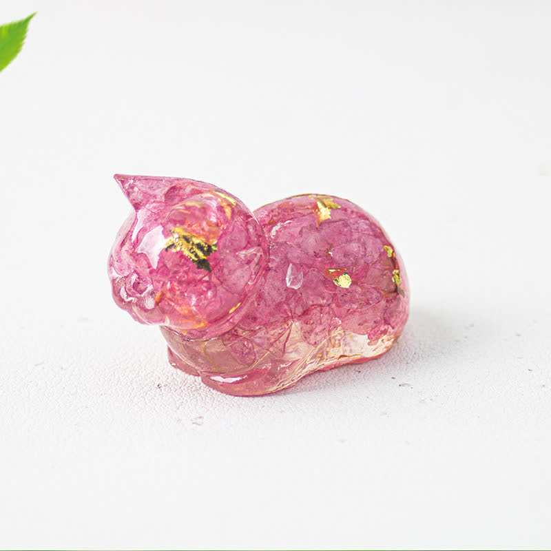 Olivenorma Natural Crystal Resin Cat Gemstone Decoration