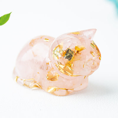 Olivenorma Natural Crystal Resin Cat Gemstone Decoration