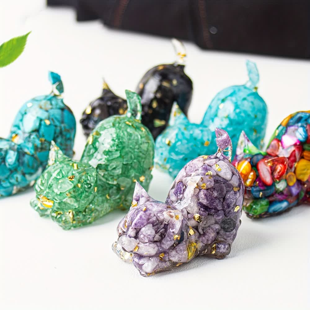 Olivenorma Playful Blessing Crystal Cat Figurine Gemstone Decoration - image 2