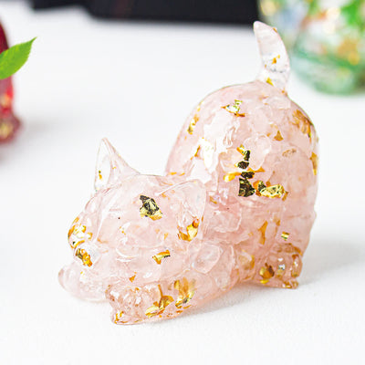 Olivenorma Crystal Resin Stretching Cat Gemstone Decoration