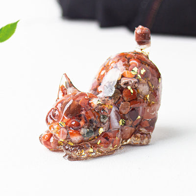 Olivenorma Playful Blessing Crystal Cat Figurine Gemstone Decoration - Red Agate - With Card - image 47