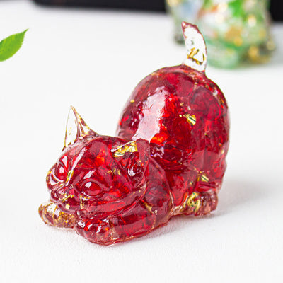 Olivenorma Playful Blessing Crystal Cat Figurine Gemstone Decoration - Ruby Quartz - With Card - image 55