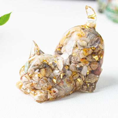 Olivenorma Crystal Resin Stretching Cat Gemstone Decoration