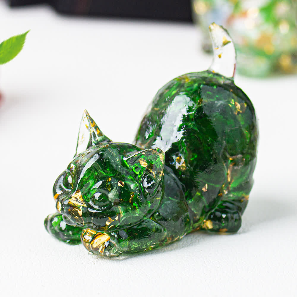 Olivenorma Crystal Resin Stretching Cat Gemstone Decoration