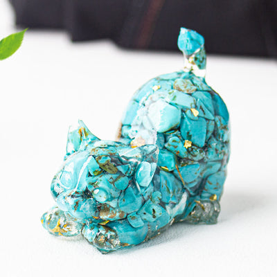 Olivenorma Playful Blessing Crystal Cat Figurine Gemstone Decoration - Turquoise - With Card - image 61