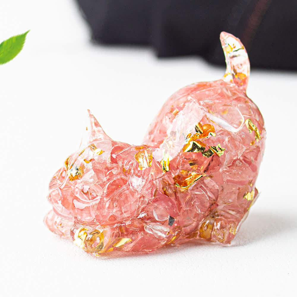 Olivenorma Crystal Resin Stretching Cat Gemstone Decoration