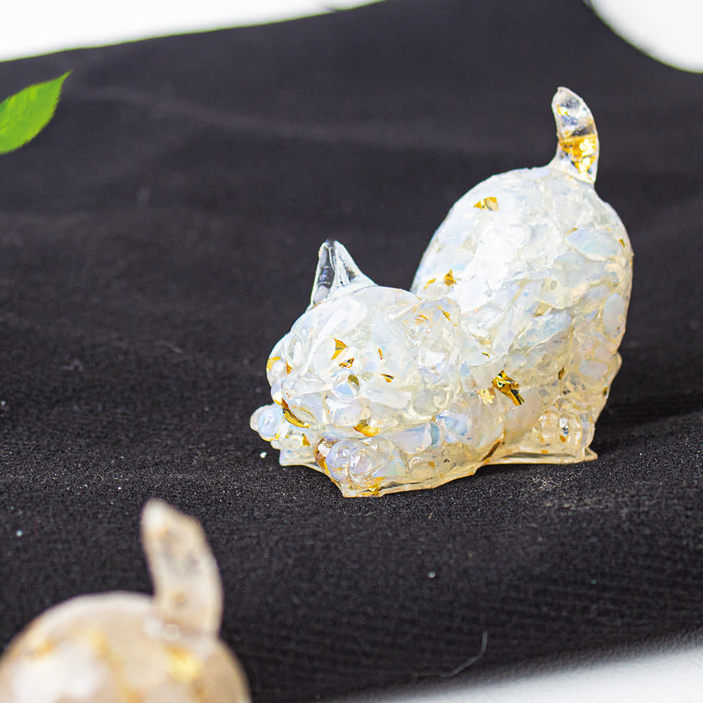 Olivenorma Playful Blessing Crystal Cat Figurine Gemstone Decoration - Opalite - With Card - image 41