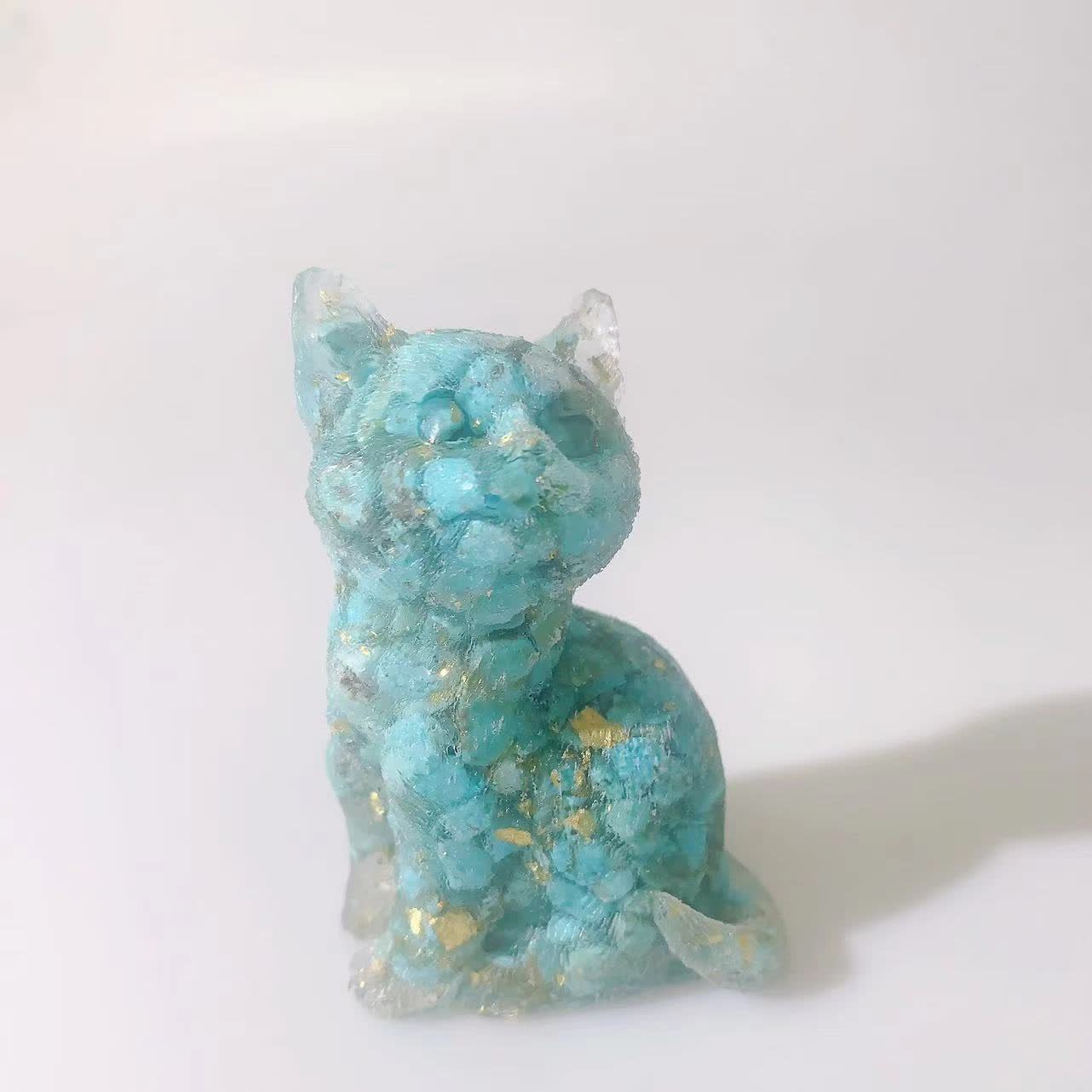 Olivenorma Crystal Resin Standing Cat Gemstone Decoration