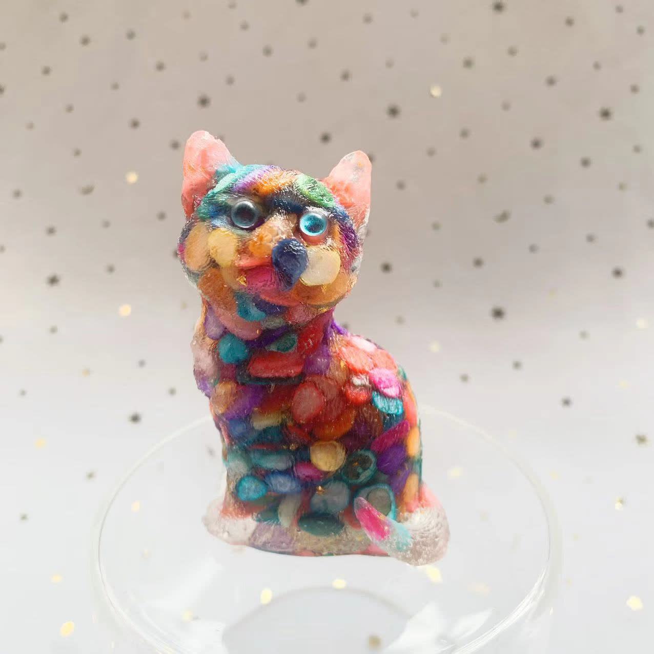 Olivenorma Crystal Resin Standing Cat Gemstone Decoration