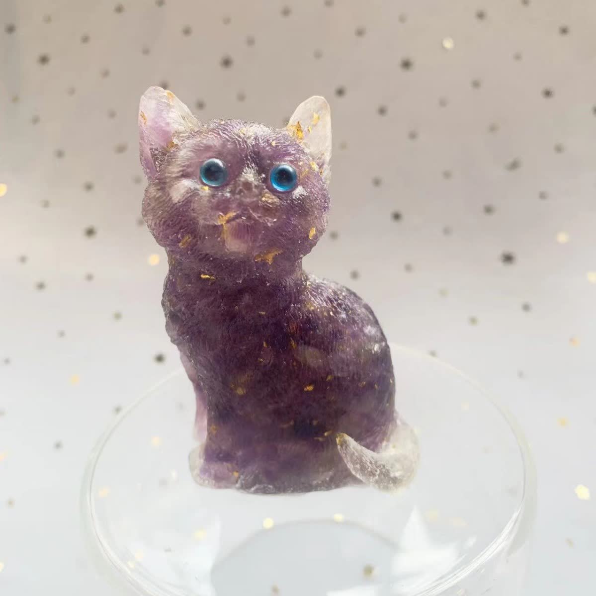 Olivenorma Crystal Resin Standing Cat Gemstone Decoration