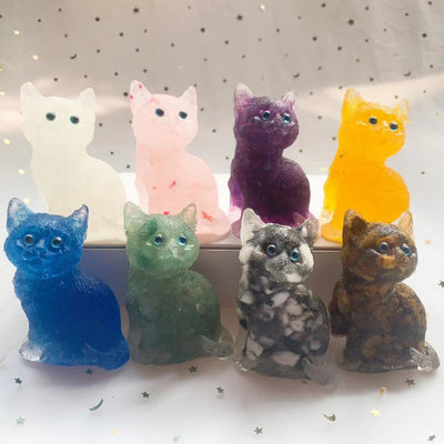 Olivenorma Crystal Resin Standing Cat Gemstone Decoration