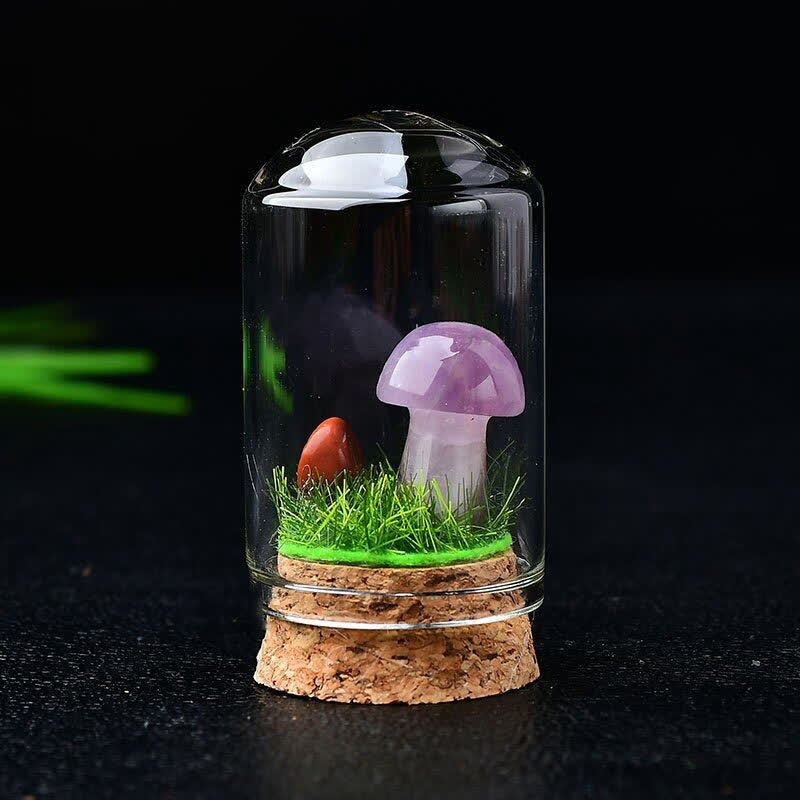 Olivenorma Glass Cover Crystal Mushroom Carving Gemstone Decoration