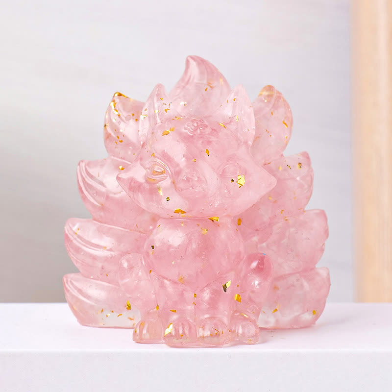 Olivenorma Crystal Resin Nine-Tailed Fox Carving Gemstone Decoration