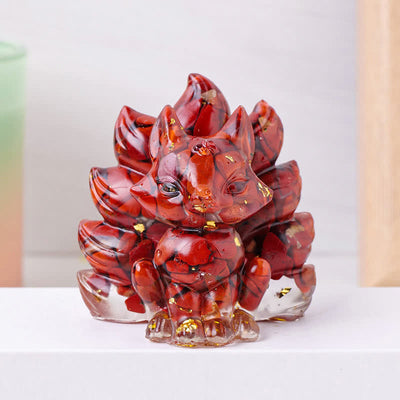 Olivenorma Crystal Resin Nine-Tailed Fox Carving Gemstone Decoration