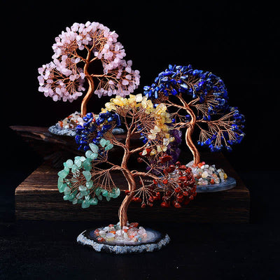 Olivenorma Colored Agate Gravel Base Feng Shui Tree