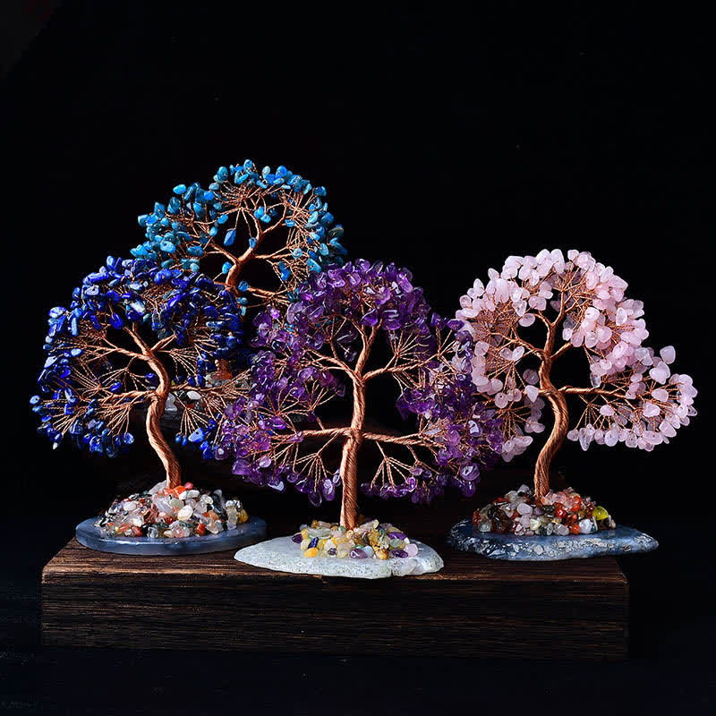 Olivenorma Colored Agate Gravel Base Feng Shui Tree