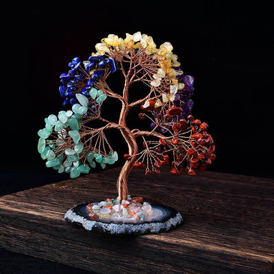 Olivenorma Colored Agate Gravel Base Feng Shui Tree