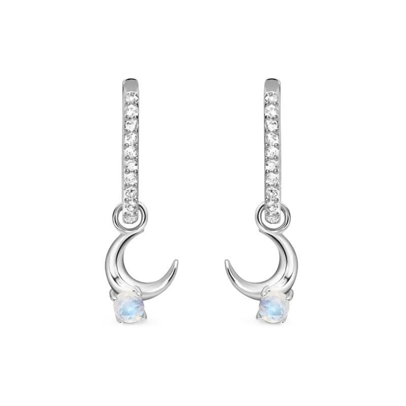 Olivenorma Moonstone Crescent Gemstone Dangle Earrings