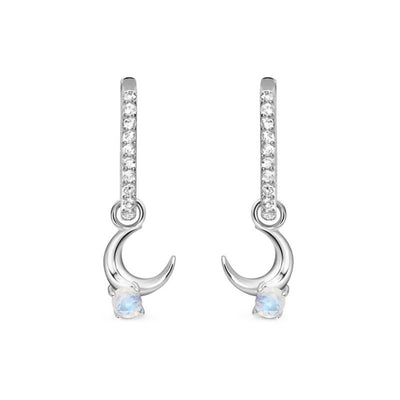 Olivenorma Moonstone Crescent Gemstone Dangle Earrings