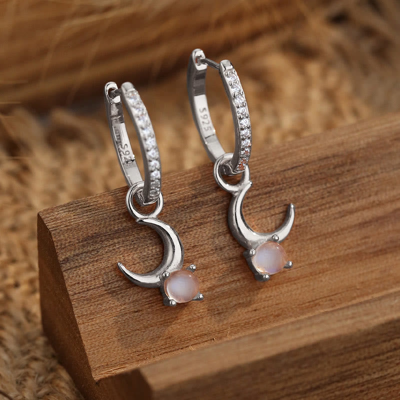 Olivenorma Moonstone Crescent Gemstone Dangle Earrings