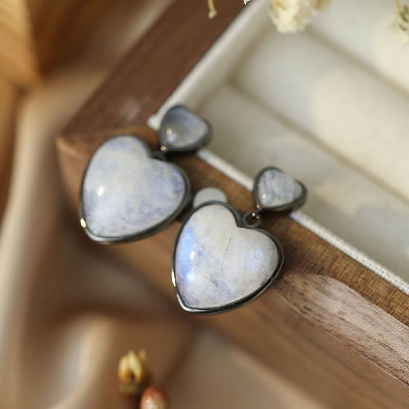 Olivenorma Moonstone Heart Shaped Dangle Earrings