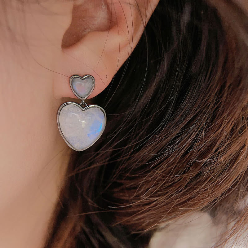 Olivenorma Moonstone Heart Shaped Dangle Earrings