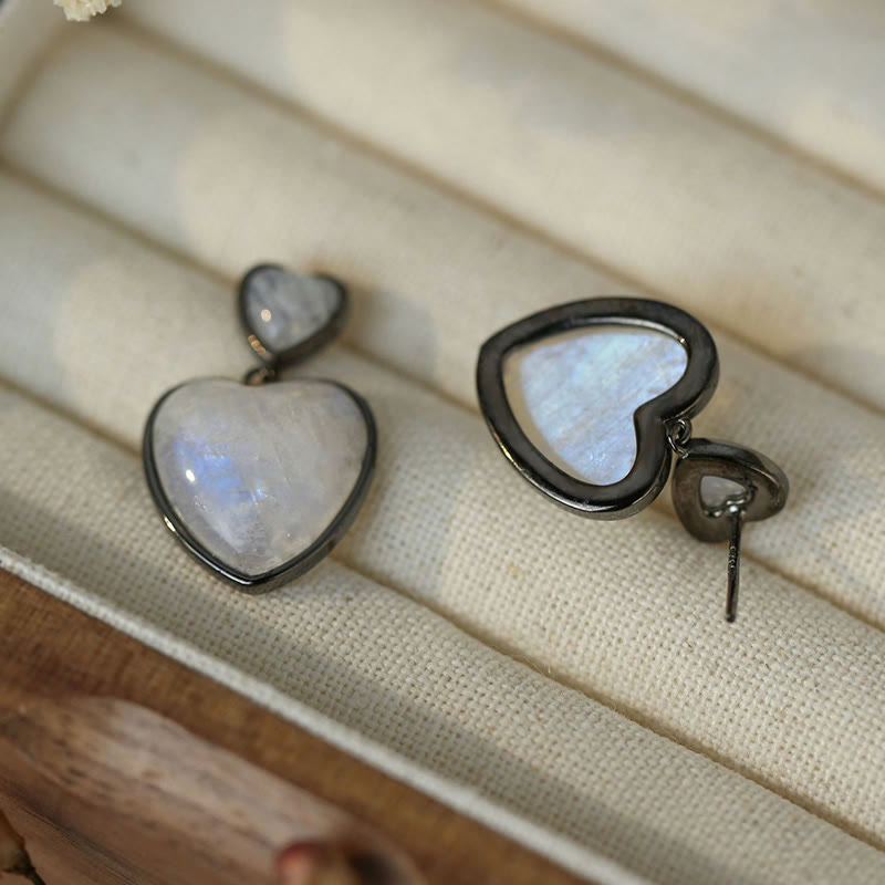 Olivenorma Moonstone Heart Shaped Dangle Earrings