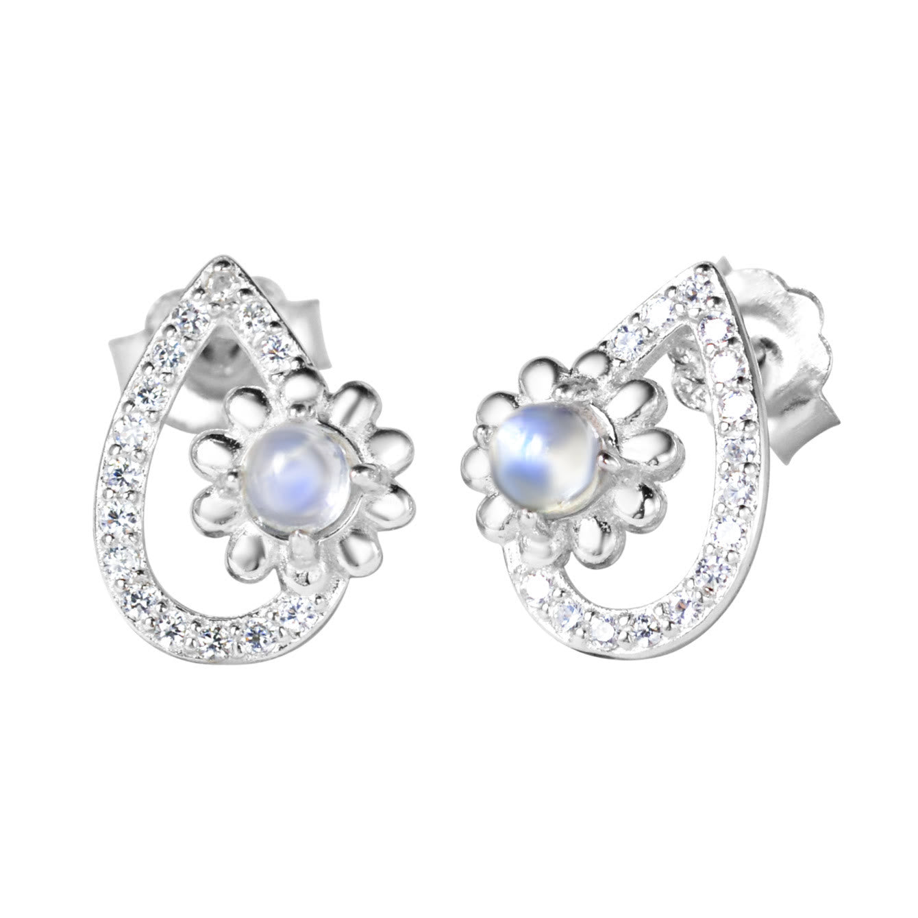 Olivenorma Waterdrop Shaped Round Moonstone Stud Earrings