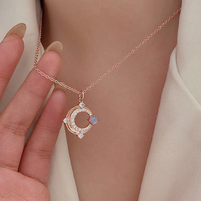 Olivenorma Crescent Moon Charm Natural Moonstone Necklace