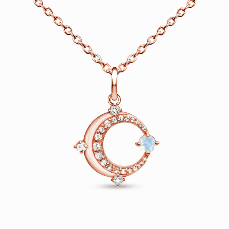 Olivenorma Crescent Moon Charm Natural Moonstone Necklace