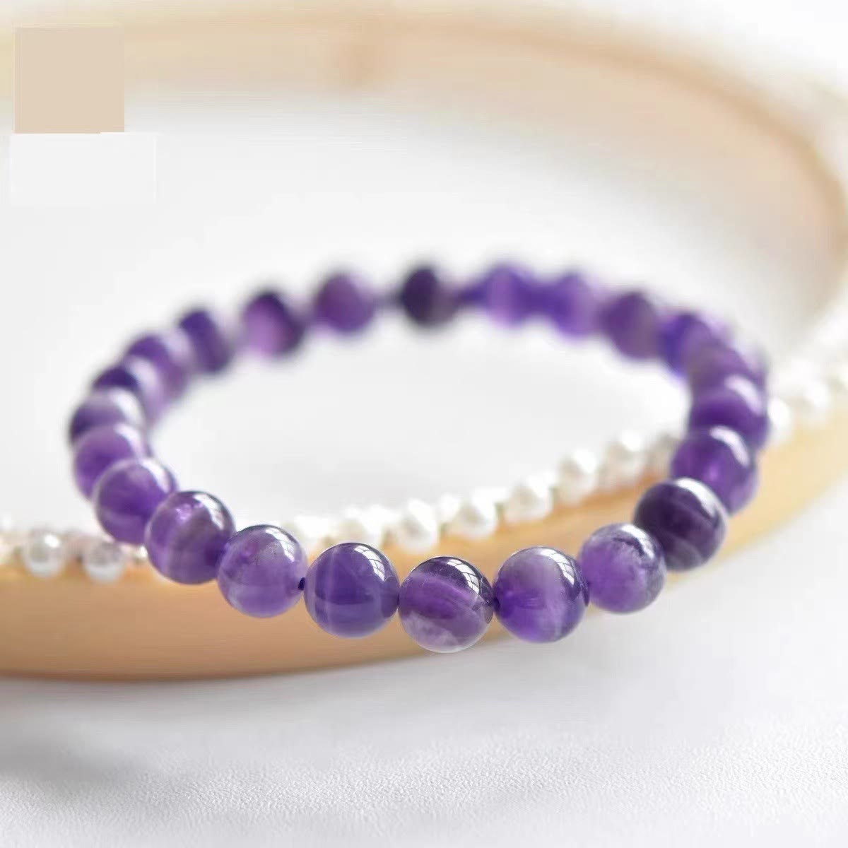 Olivenorma Natural Amethyst Healing Round Beaded Bracelet