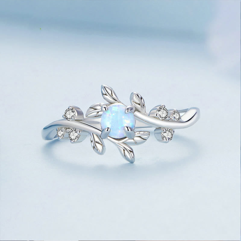 Olivenorma Opal Vine Shaped 925 Sterling Silver Ring