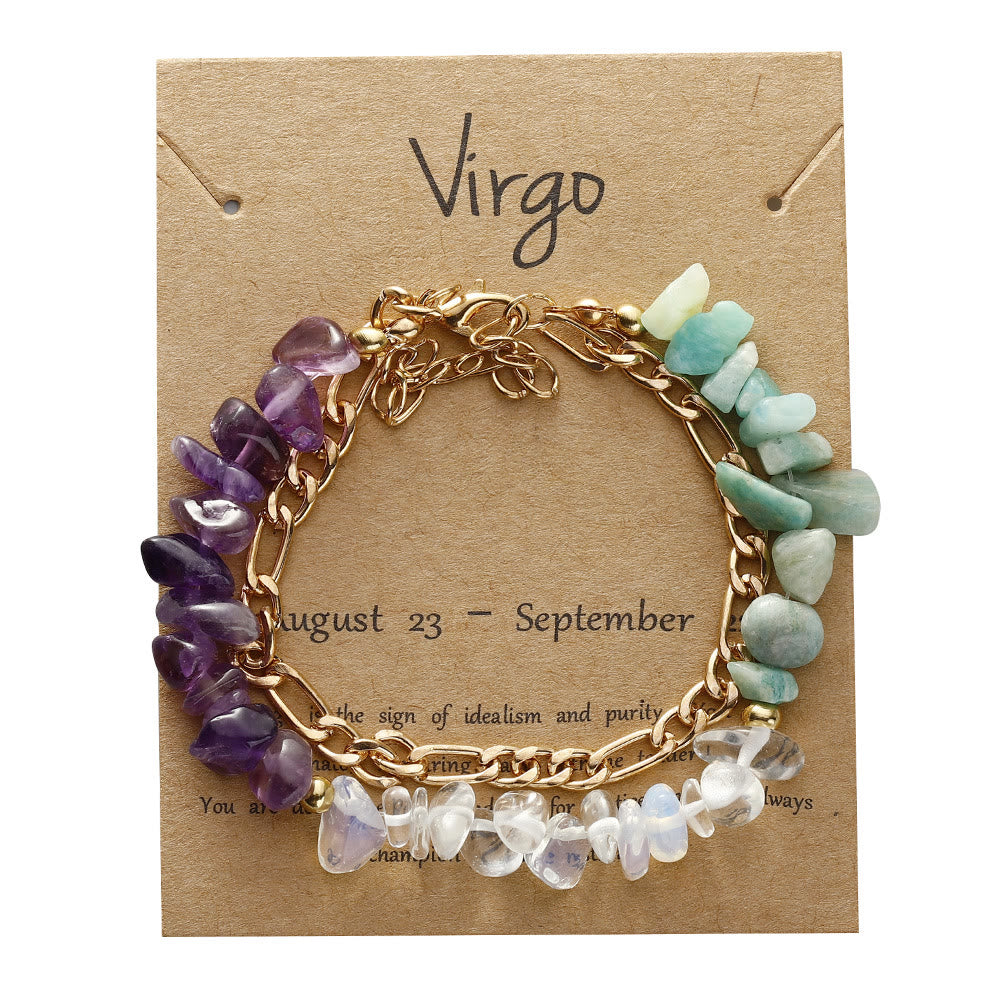Olivenorma Natural Gravel Beads Metal Chain Zodiac Bracelet - Virgo - image 6