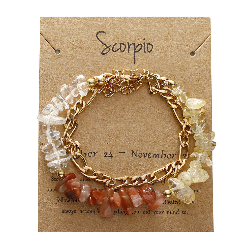 Olivenorma Natural Gravel Beads Metal Chain Zodiac Bracelet - Scorpio - image 8