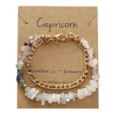 Olivenorma Natural Gravel Beads Metal Chain Zodiac Bracelet - Capricorn - image 10