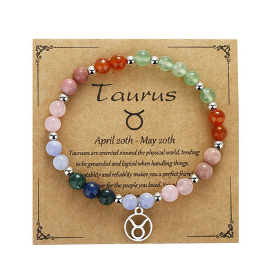 Olivenorma Natural Stone Beaded Zodiac Pendant Bracelet